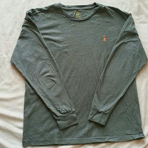 Men's Heathered brown cotton long sleeve